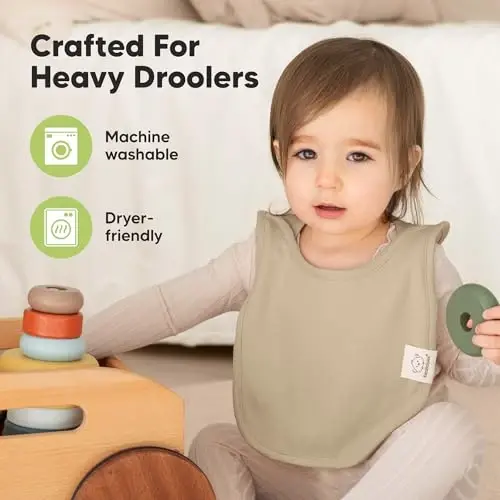 Erkek, Kız Bebek için 8'li Paket Önlük - Salya Akıtan Diş Çıkaran Bebek Kız & Erkek Çocuk, Yeni Doğan için Pullover Önlükler, Yumuşak ve Emici, Şirin Renkler, Geniş Gövde Koruması Bebekleri Temiz ve Kuru Tutar (Eclipse) - KEABABIES (1)