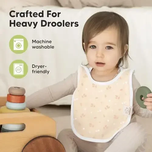 KeaBabies 8-Pack Baby Bibs for Boys, Girls - Pullover Bibs for Drooling Teething Baby Girl & Boy Toddler, Newborn, Soft & Absorbent, Cute Colors, Large Torso Coverage Keep Infant Clean & Dry (Prism) - 6