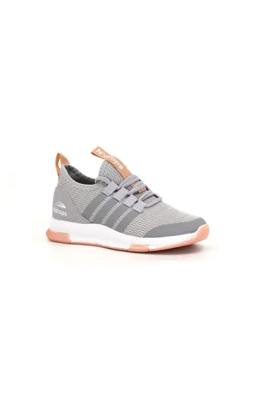Erkek Kız Çocuk Bebek Hafif Esnek Yumuşak Ortopedik Günlük Süs Bağcıklı Sneakers Spor Ayakkabı - Gri Pembe - 1