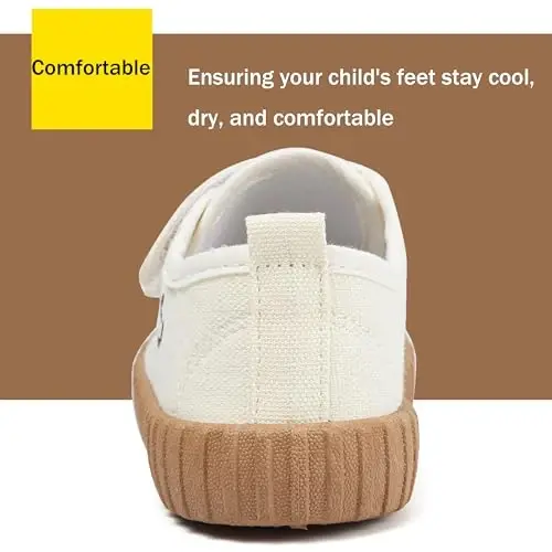 Boy's Girl's Toddlers Canvas Shoes Slip-On Lightweight Kids Sneakers Hook and Loops Casual Skin-Friendly Walking Running Shoes with Multicolor Sole (Toddler/Little Kids) - 3