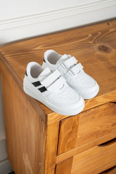 Erkek - Kız - Çocuk Bebek Unisex Air Cırtlı Okul Ayakkabısı Sneaker Spor Ayakkabı (20-35)-Beyaz - ALBISHOES (1)