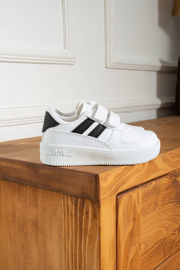 Erkek - Kız - Çocuk Bebek Unisex Air Cırtlı Okul Ayakkabısı Sneaker Spor Ayakkabı (20-35) - Beyaz - Siyah - 3
