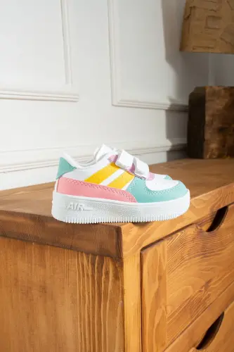 Erkek - Kız - Çocuk Bebek Unisex Air Cırtlı Okul Ayakkabısı Sneaker Spor Ayakkabı (20-35)-Beyaz - 3