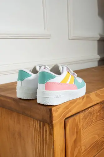 Erkek - Kız - Çocuk Bebek Unisex Air Cırtlı Okul Ayakkabısı Sneaker Spor Ayakkabı (20-35)-Beyaz - 4