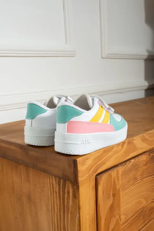 Erkek - Kız - Çocuk Bebek Unisex Air Cırtlı Okul Ayakkabısı Sneaker Spor Ayakkabı (20-35)-Beyaz - 4