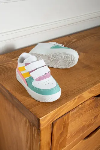 Erkek - Kız - Çocuk Bebek Unisex Air Cırtlı Okul Ayakkabısı Sneaker Spor Ayakkabı (20-35)-Beyaz - ALBISHOES (1)