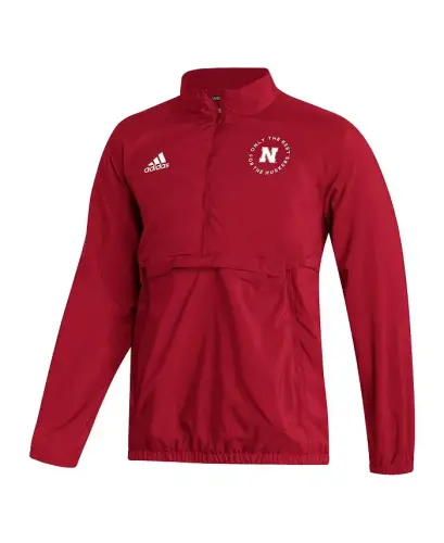 Men's Scarlet Nebraska Huskers AEROREADY Half-Zip Jacket-Scarlet - 3
