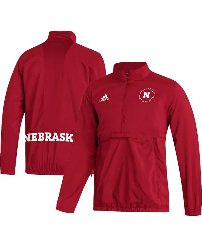 Men's Scarlet Nebraska Huskers AEROREADY Half-Zip Jacket - Scarlet - 2