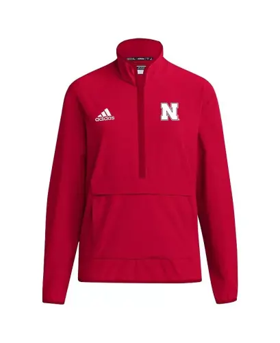 Men's Scarlet Nebraska Huskers Coaches Sideline Half-Zip Jacket-Scarlet - ADIDAS (1)
