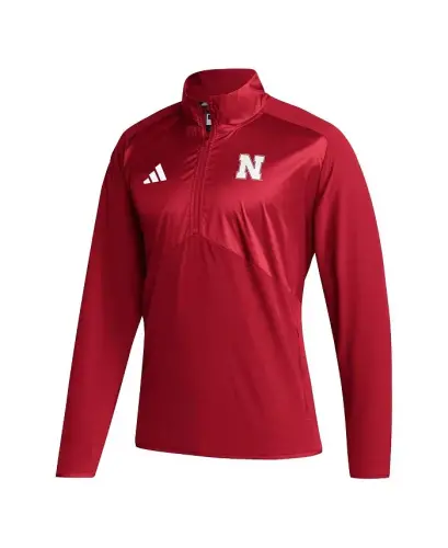 Men's Scarlet Nebraska Huskers Sideline AEROREADY Raglan Sleeve Quarter-Zip Jacket - Scarlet - 3