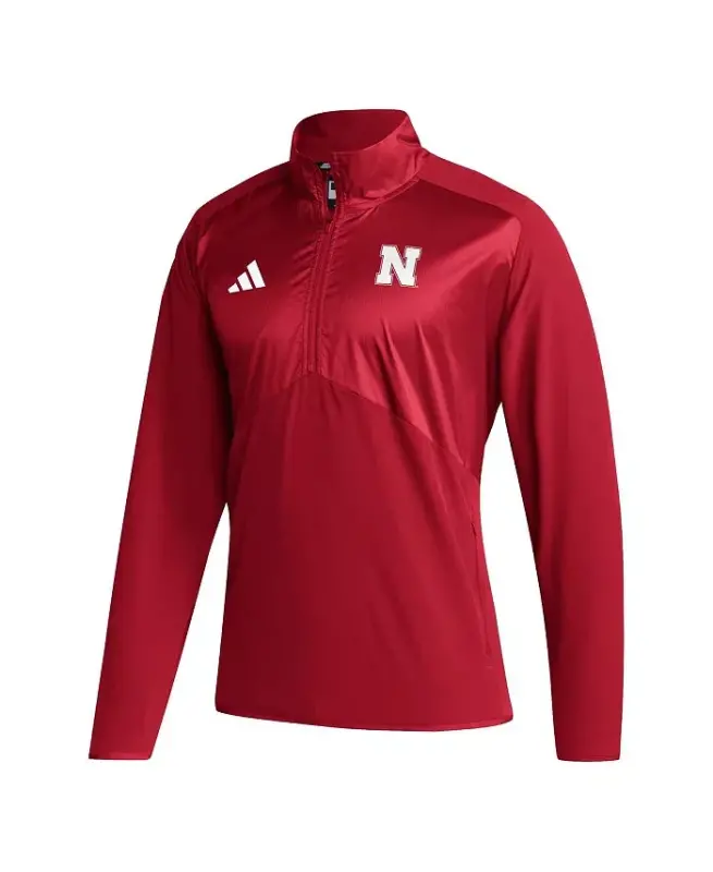Men's Scarlet Nebraska Huskers Sideline AEROREADY Raglan Sleeve Quarter-Zip Jacket - Scarlet - 3