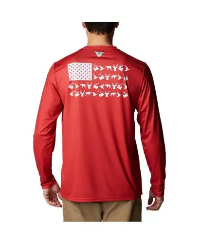 Men's Scarlet Nebraska Huskers Terminal Shot Omni-Shade Omni-Wick Long Sleeve T-shirt - COLUMBIA (1)