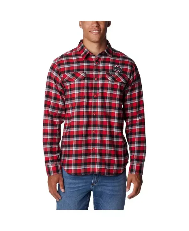 Men's Scarlet Ohio State Buckeyes Flare Gun Flannel Long Sleeve Shirt - Scarlet - 1