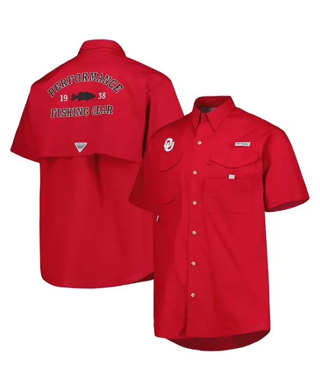 Men's Crimson Oklahoma Sooners Bonehead Button-Up Shirt - COLUMBIA