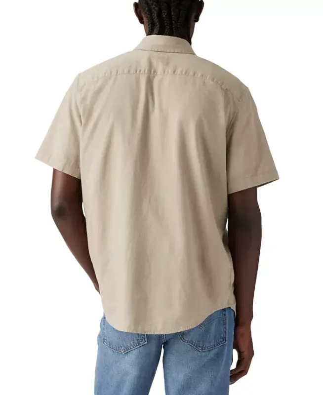 Men's Classic 1 Pocket Short Sleeve Regular Fit Shirt - Khaki - 2
