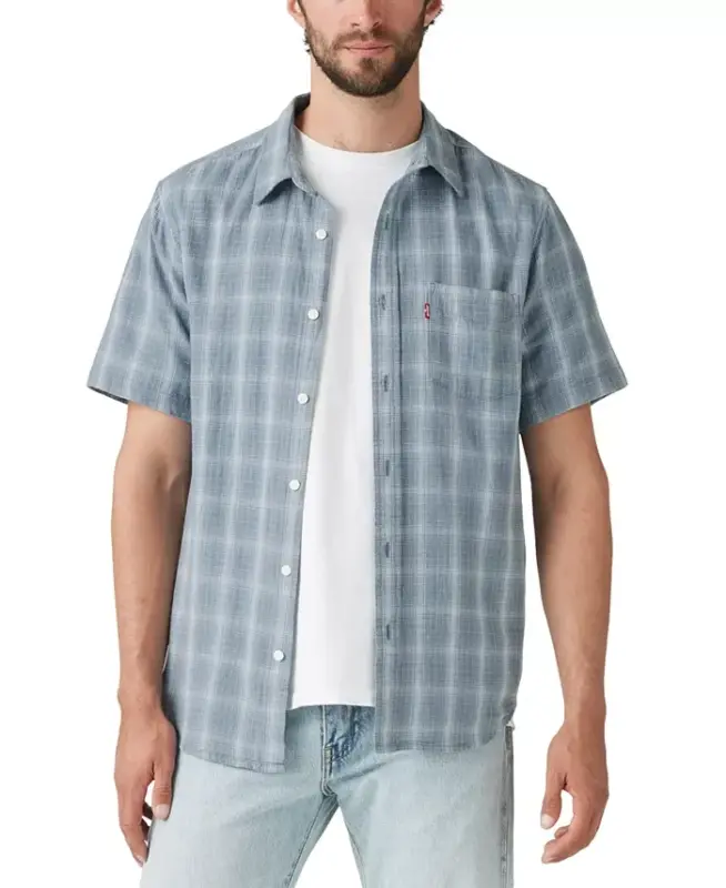 Men's Classic 1 Pocket Short Sleeve Regular Fit Shirt - Pld Blue - 1