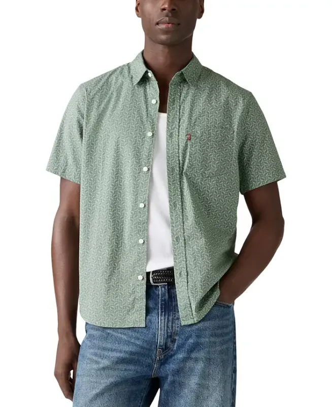 Men's Classic 1 Pocket Short Sleeve Regular Fit Shirt-Rip Geo Stretch Poplin - LEVI'S