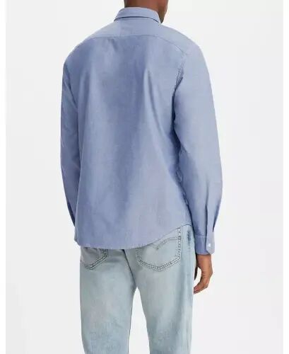 Men's Classic 1 Pocket Regular-Fit Long Sleeve Shirt-Navy Peony - 2
