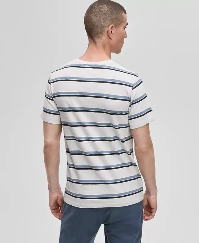 Men's Classic Pocket Crewneck Short-Sleeve T-Shirt - White Stripe - 4