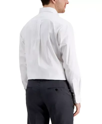 Men's Regular Fit Pinpoint Dress Shirt, Created for Modazone - White - 5