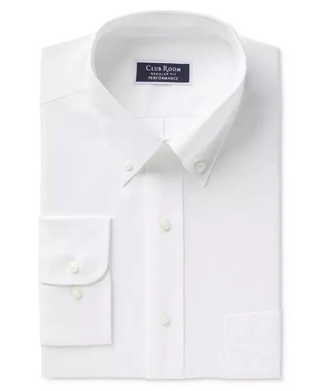 Men's Regular Fit Pinpoint Dress Shirt, Created for Modazone - White - 7