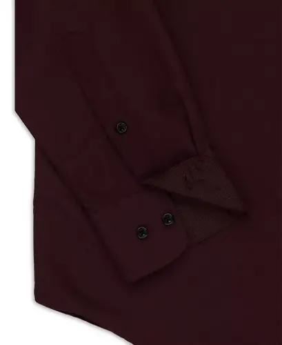Men's Regular Fit Solid Wrinkle Free Performance Dress Shirt - Burgundy - 5