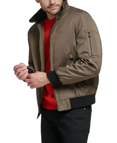 Men's Classic Zip-Front Ripstop Bomber Jacket - Dark Tan - 4
