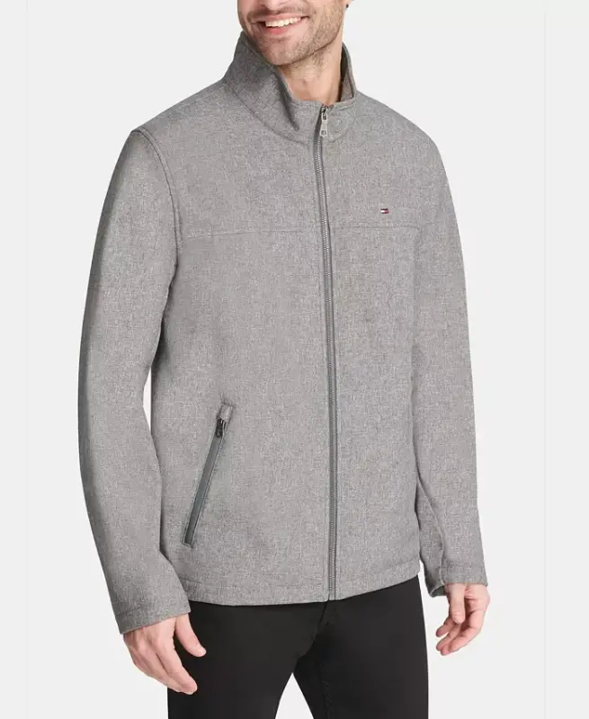 Men's Soft-Shell Classic Zip-Front Jacket - Heather Gray - 3
