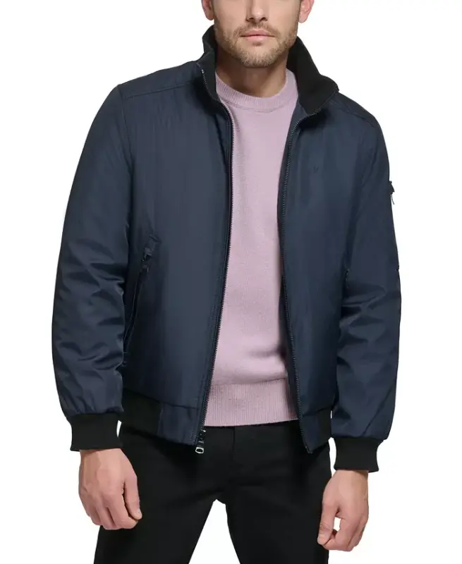 Men's Classic Zip-Front Ripstop Bomber Jacket-True Navy - CALVIN KLEIN