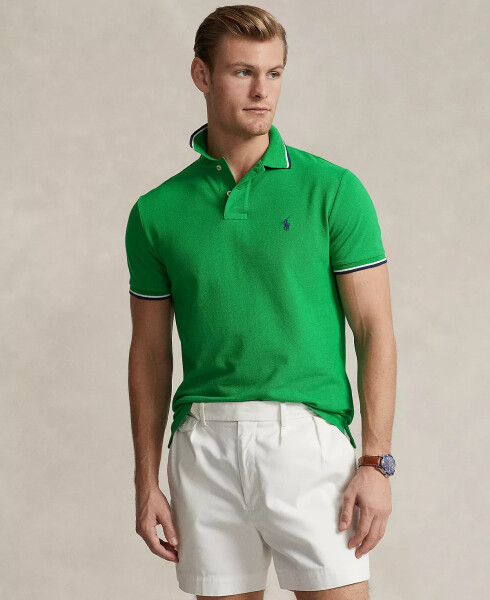 Erkek Klasik Fit File Polo Gömleği Preppy Yeşili - 1