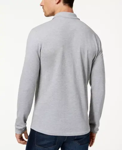 Men's Classic Fit Long-Sleeve Polo Shirt - Silver Chine - 2