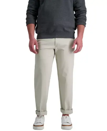 Erkek Klasik Haki™ Düz Kesim Rahat Pantolon - 4