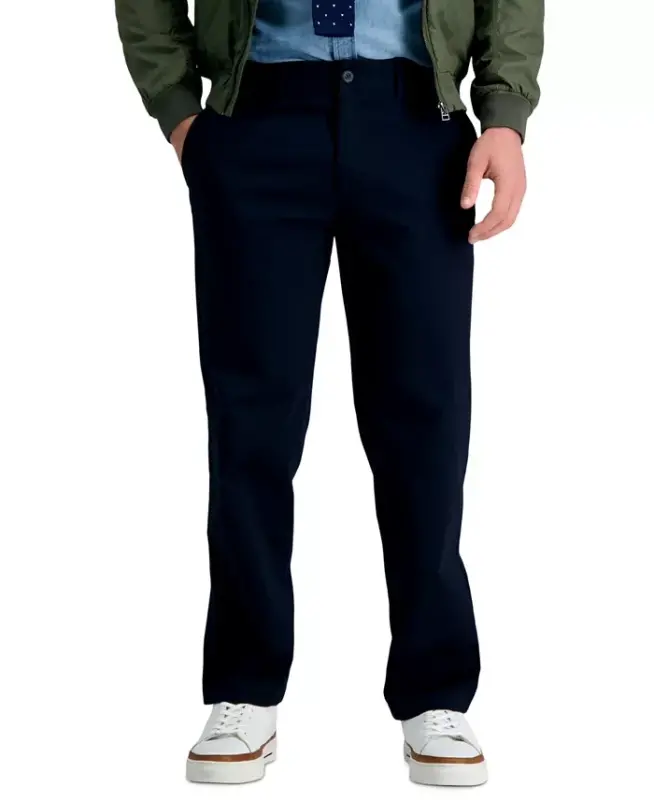 Erkek Klasik Haki™ Düz Kesim Rahat Pantolon - 1