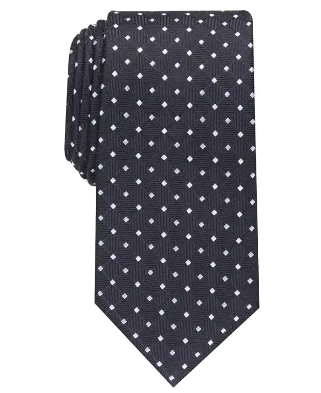 Men's Classic Grid Tie, Created for Modazone - Black - 1