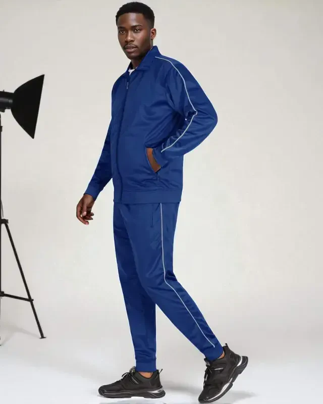 Men Classic Jogger Active Track Jacket and Track pants Joggin Suit - 6