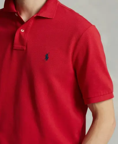 Men's Classic-Fit Mesh Polo Shirt - Red/Navy - 3
