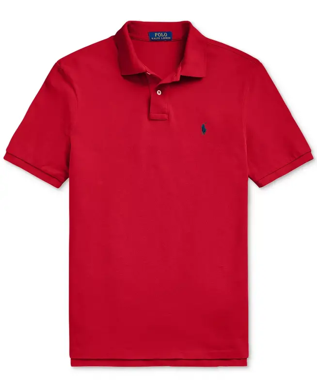 Men's Classic-Fit Mesh Polo Shirt - Red/Navy - 5
