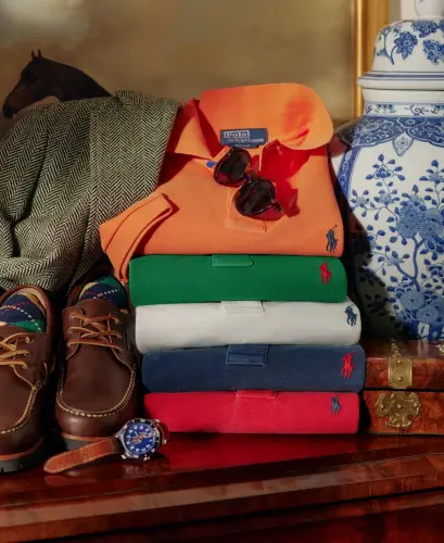 Men's Classic-Fit Mesh Polo Shirt - Red/Navy - 7