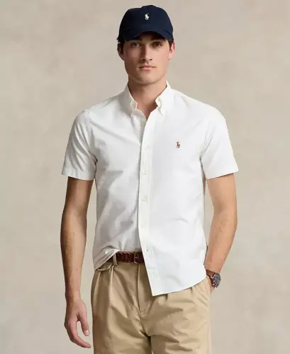 Men's Classic-Fit Short-Sleeve Oxford Shirt - White 