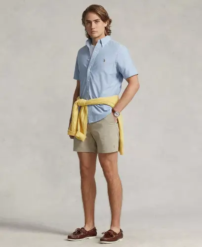 Men's Classic-Fit Short-Sleeve Oxford Shirt - Blue - 4