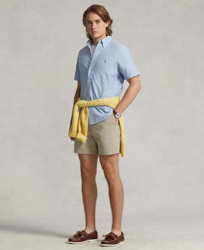 Men's Classic-Fit Short-Sleeve Oxford Shirt - Blue - 4