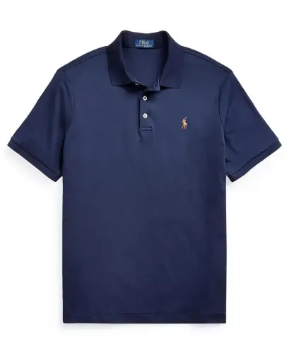 Men's Classic-Fit Soft Cotton Polo Shirt - Blue/Brown - 5