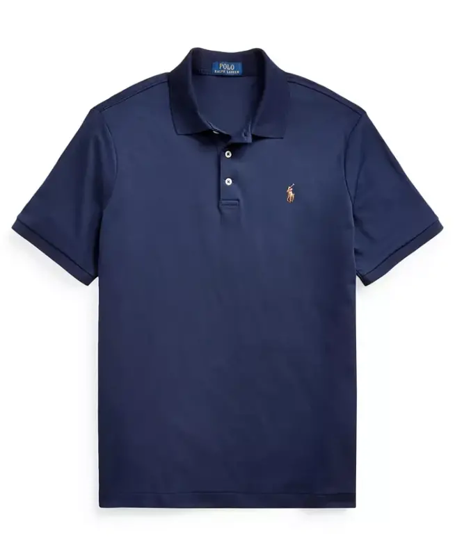 Men's Classic-Fit Soft Cotton Polo Shirt - Blue/Brown - 5