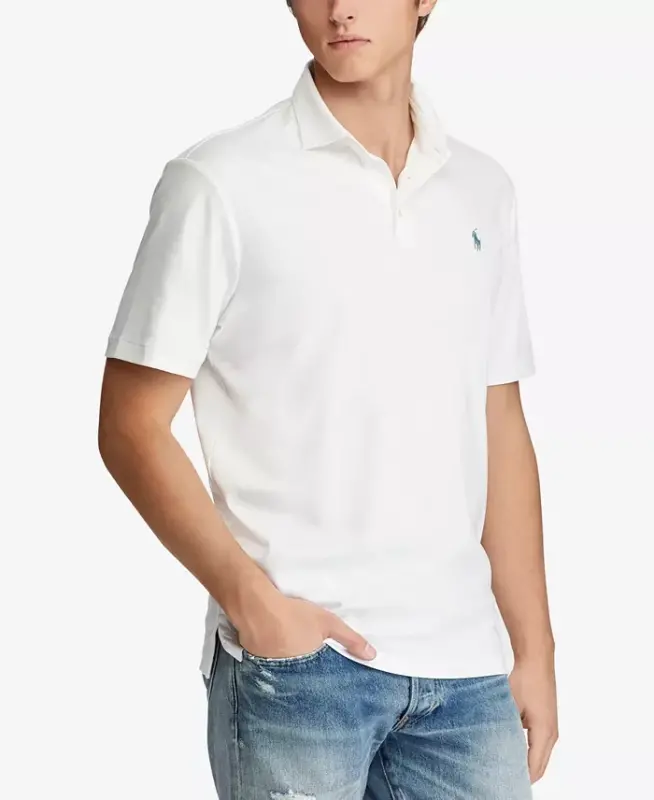 Erkek Klasik Kalıp Yumuşak Pamuklu Polo Tişört - Beyaz - 2