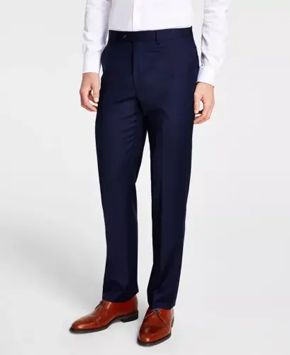 Men's Classic-Fit Wool-Blend Stretch Solid Suit Separates Pant - Navy - 2