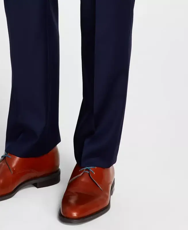 Men's Classic-Fit Wool-Blend Stretch Solid Suit Separates Pant - Navy - 7