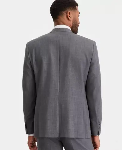 Men's Classic-Fit Wool-Blend Stretch Solid Suit Jacket - Mid Grey - 3
