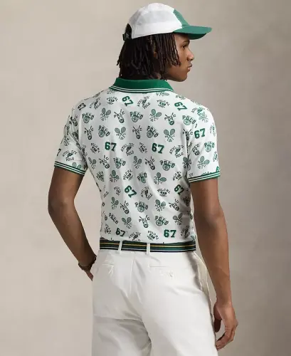 Men's Classic-Fit Print Mesh Polo Shirt - White - 2