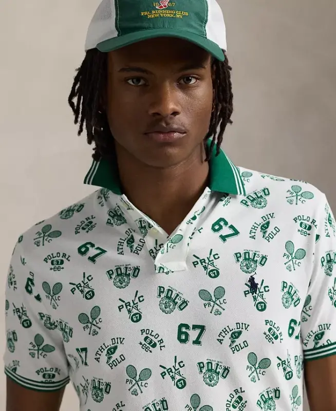 Men's Classic-Fit Print Mesh Polo Shirt - White - 3