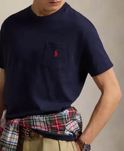 Men's Classic-Fit Crewneck Pocket T-Shirt - Ink Blue - 3